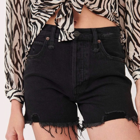 NWT Free People Makai Cut Off Denim Shorts Distressed black - Picture 2 of 16